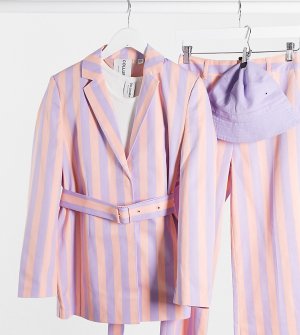 Розовый пиджак в полоску с поясом COLLUSION-Розовый цвет Collusion