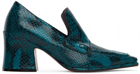 Синие туфли-оксфорды со змеиным рисунком Dries Van Noten