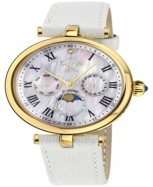Женские часы Florence, швейцарские кварцевые, итальянские, белые, с кожаным ремешком, 36 мм , золотой Gevril