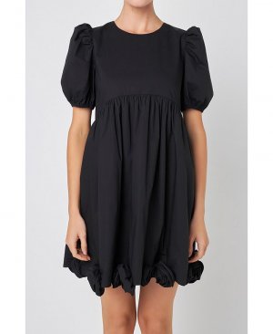 Женское мини-платье из поплина с корсажем , черный English Factory