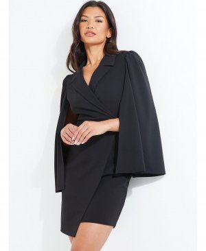 Женское мини-платье с рукавами-накидкой QUIZ, черный Quiz