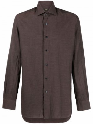 Plain button-fastening shirt Barba. Цвет: коричневый