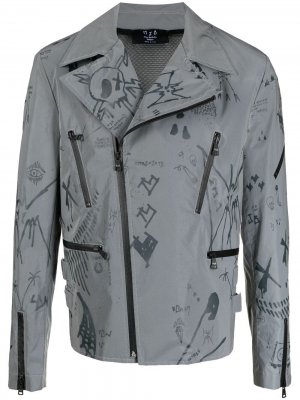 Байкерская куртка с принтом граффити MJB Marc Jacques Burton. Цвет: серый
