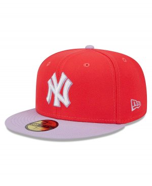 Мужская красно-лавандовая двухцветная приталенная шляпа New York Yankees Spring Color 59FIFTY Era