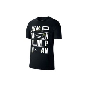 SS23 Alphabet Print Round Neck Casual Breathable Short Sleeve T-Shirt Men Tops Black CJ6303-010 Jordan