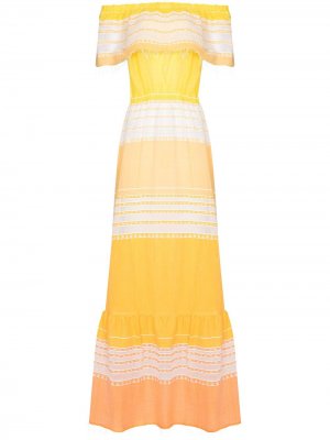 Платье миди Eshal с открытыми плечами lemlem. Цвет: желтый