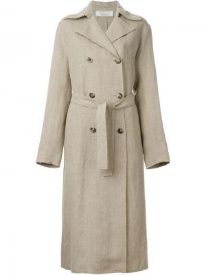 Двубортное пальто с поясом Nina Ricci. Цвет: телесный