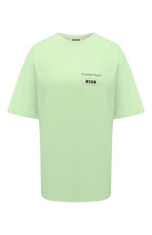 Хлопковая футболка MSGM. Цвет: зелёный