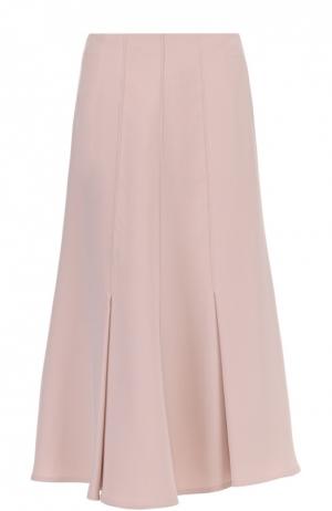 Шелковая расклешенная юбка-миди Giorgio Armani. Цвет: бежевый
