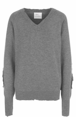 Пуловер свободного кроя с V-образным вырезом Hillier Bartley. Цвет: серый