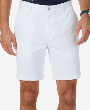 Эластичные брюки чинос classic-fit длиной 8,5 дюйма без защипов с плоским передом , белый Nautica