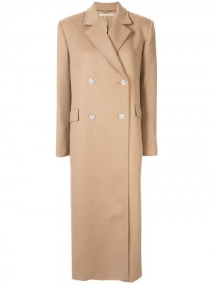 Пальто миди с декорированными пуговицами Alessandra Rich. Цвет: коричневый
