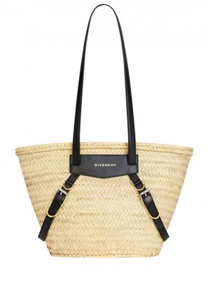 Черная женская соломенная пляжная сумка voyou среднего размера Givenchy