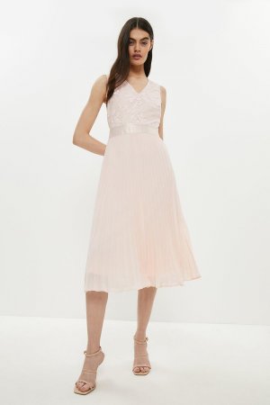 Платье миди с V-образным вырезом и вышивкой , розовый Coast