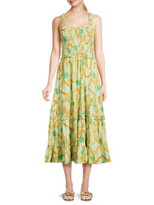 Ярусное платье Jailene со сборками и цветочным принтом , цвет Pastel Green Joie