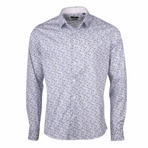 Необычная рубашка мл bmchem001 белая с синим цветочным принтом Мужская BEST MOUNTAIN
