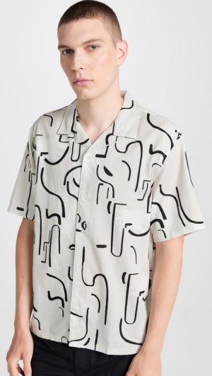 Рубашка Short Sleeve Camp Collar Artisan Print, загар Club Monaco