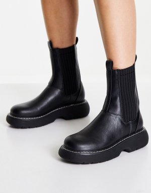Черные ботинки челси с трикотажными вставками Concept-Черный цвет Public Desire