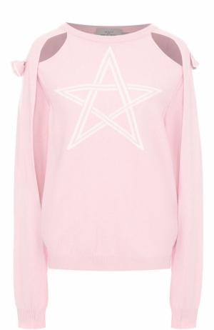 Пуловер с разрезами на рукавах и вышивкой в виде звезды PREEN by Thornton Bregazzi. Цвет: розовый