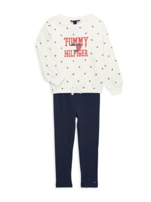 Комплект из двух предметов: свитшот и леггинсы с логотипом для маленькой девочки , цвет Assorted Tommy Hilfiger