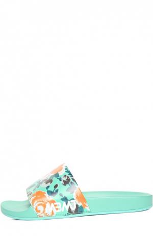 Резиновые шлепанцы с принтом Marc by Jacobs. Цвет: аквамарин