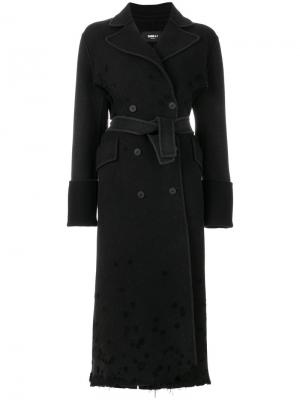 Двубортное пальто с поясом Yang Li. Цвет: чёрный