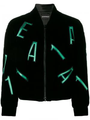 Куртка-бомбер с декорированными буквами Emporio Armani. Цвет: черный