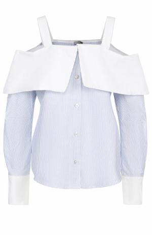 Блуза в полоску с открытыми плечами Clu. Цвет: голубой