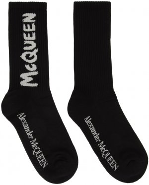 Черные носки с граффити Alexander McQueen