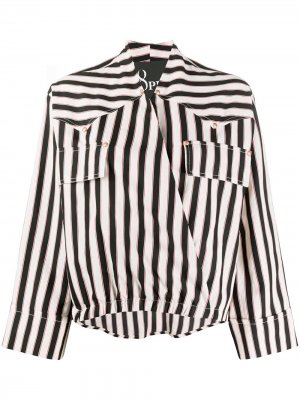 Блузка в полоску с заклепками 8pm. Цвет: черный