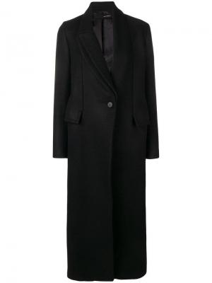 Удлиненное однобортное пальто Isabel Benenato. Цвет: черный