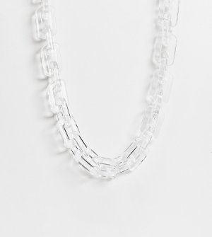 Ожерелье-цепочка с крупными звеньями из прозрачного каучука – эксклюзивно для ASOS-Прозрачный DesignB London