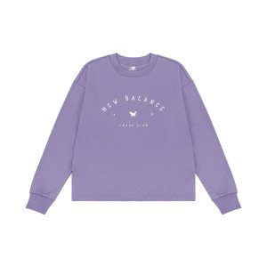 Solid Color Simple Letter Print Casual Sport Pullover Sweatshirt American Vintage Autumn Winter Women Purple WT23558-MCY New Balance
