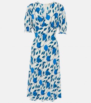 Платье миди из крепа с принтом jemma Diane Von Furstenberg, синий Furstenberg