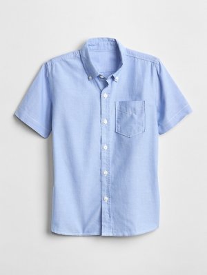 Рубашка с коротким рукавом GAP. Цвет: синий