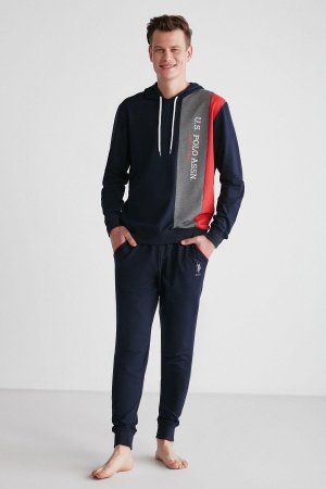НАС. Поло Assn. Мужской пижамный комплект с капюшоном и длинными рукавами U.S. Polo