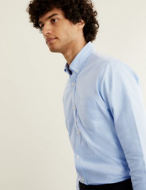 Оксфордская рубашка стандартного кроя из чистого хлопка JAEGER, светло-синий Jaeger