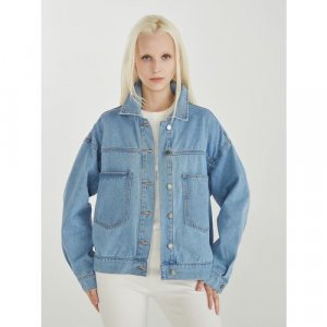 Женская джинсовая куртка LJCK068-3 р. S, Светло-синий Velocity. Цвет: синий/светло-синий