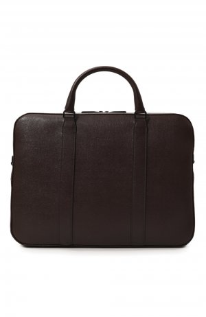 Кожаная сумка для ноутбука Canali. Цвет: коричневый