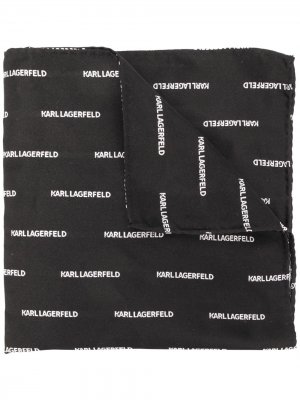 Платок-паше с вышивкой Karl Lagerfeld. Цвет: черный