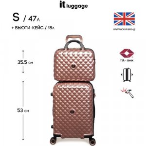Комплект чемоданов , 47 л, размер S+, розовый IT Luggage. Цвет: розовый