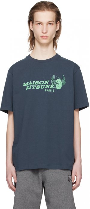 Темно-синяя футболка Racing Wheels Maison Kitsune Kitsuné