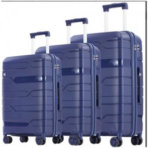 Набор чемоданов 3 штуки импреза синего цвета, размеры S,M,L Ambassador. Цвет: синий