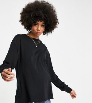 Черная oversized-рубашка с длинными рукавами ASOS DESIGN Maternity-Черный цвет Maternity