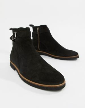 Черные замшевые ботинки челси с пряжками Hornchurch-Черный WALK LONDON