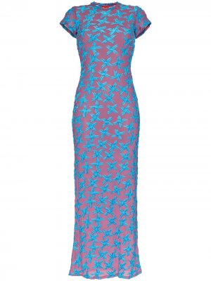 Бархатное платье макси с сетчатыми вставками Eckhaus Latta. Цвет: разноцветный
