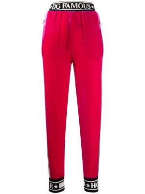 Велюровые спортивные брюки с логотипом Dolce & Gabbana. Цвет: розовый