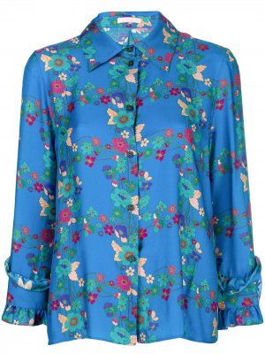 Рубашка с цветочным принтом Kristina Ti. Цвет: синий