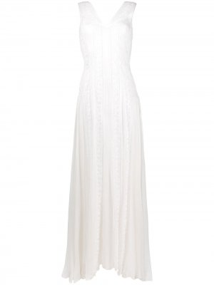 Длинное платье с кружевными вставками Alberta Ferretti. Цвет: белый