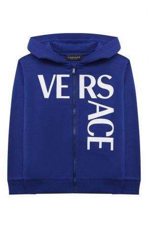 Хлопковая толстовка Versace. Цвет: синий